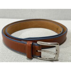 Cole Haan Men’s Brown Leather Belt Blue Edge Trim Made USA Size 40 / 100